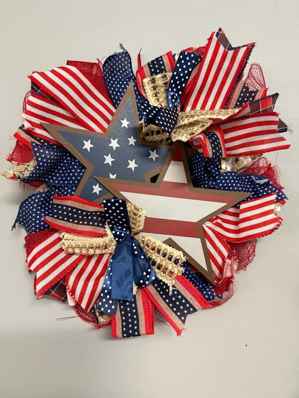 Independence Day Patriotic Stars Wall Hanging Wreath